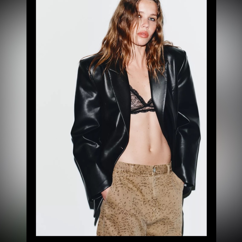 Zara Black Leather Blazer